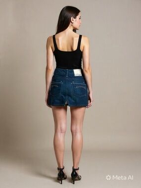 G-Star Dark Blue Denim Mini Skirt
